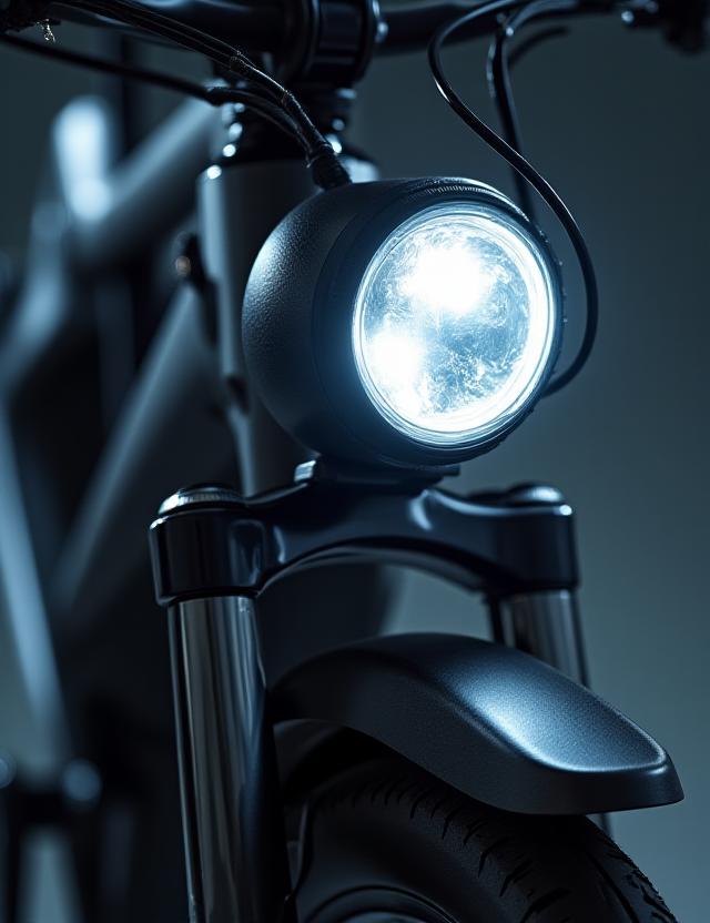 Dettaglio freni e luci di una bicicletta moderna